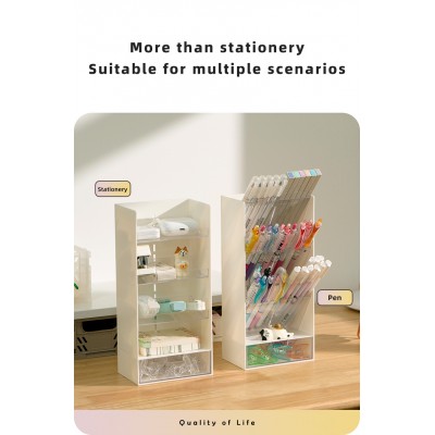 Custom Oblique Plastic PS Pen Holder Cosmetic Holder Office Desk Accessory Desk Organizer
