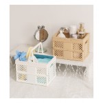 Plastic Collapsible Storage Crates with Handles Desktop Stackable Folding Shopping Baskets Plastic Collapsible Storage Crates with Handles Desktop Stackable Folding Shopping Baskets